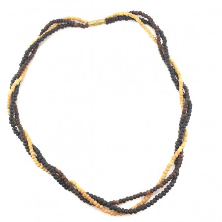 Wooden Collar Pearls Fines Nature Unisex Natural Ethnic