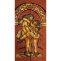 Batik colgante de pared Kama Sutra marrón.