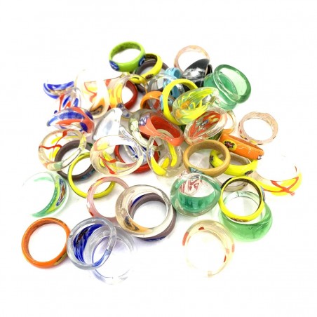 Lot Bagues Verre Murano Revente Ethnique  Bijou