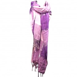 Silberne Violett Riesenschluch Hals Schal Long Plaid Etole Indien Weicher Leger Stoff