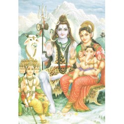 Cartolina Parvati Shiva Kartikay Ganesh