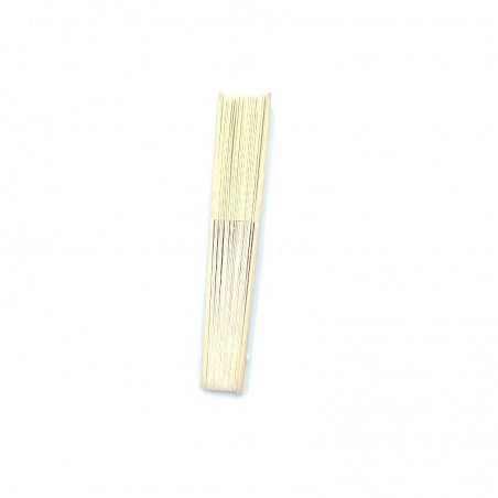 Eventail en bambou et papier jaune.