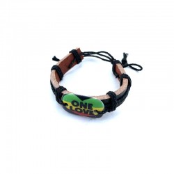 One love leather bracelet by Bob Marley.