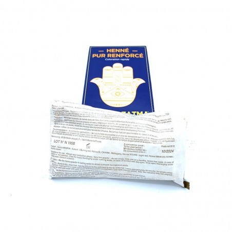 Beutel mit Henna-Pulver-Hand aus Fatma-Kupfer.