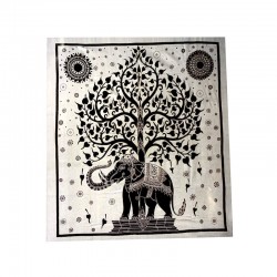 Tenture arbre de vie avec un éléphant.