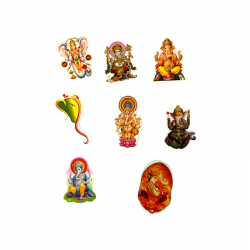 Set of 8 Indian deity ganesh stickers.