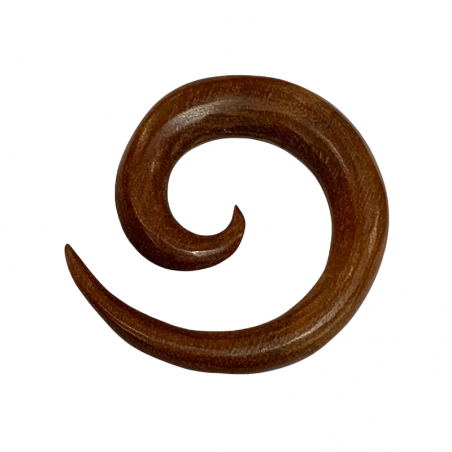 Piercing indiano in legno di sawo a forma di spirale.
