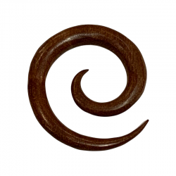 Piercing indiano in legno di sawo a forma di spirale.