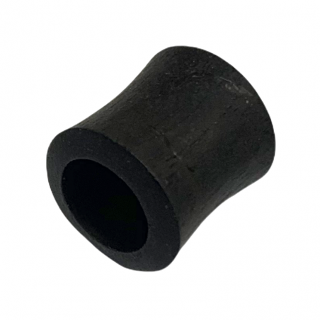 Artisan piercing in black areng wood in the shape of a tunnel.