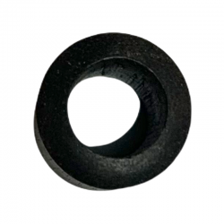 Artisan piercing in black areng wood in the shape of a tunnel.