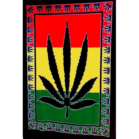 Tenture Batik Foglia Cannabis Rasta Colori Murale Decorazione