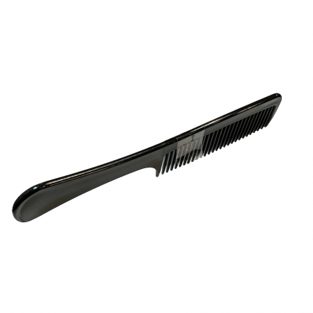 Pettine districante in plastica nera.