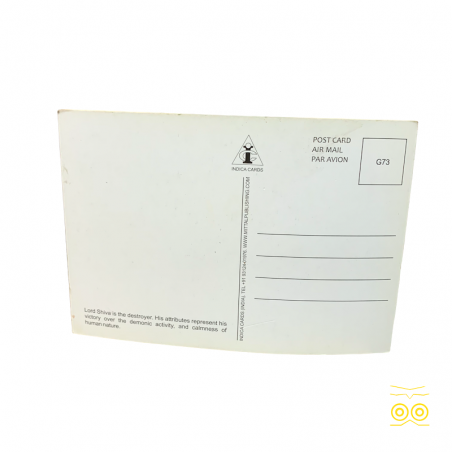 Dos de la carte poste de Shiva et de sa vache sacrée Nandi.