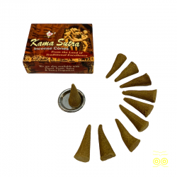 Schachtel mit indischem Weihrauch in Kamasutra-Kegeln.