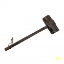 Langer, flacher Holzhammer.