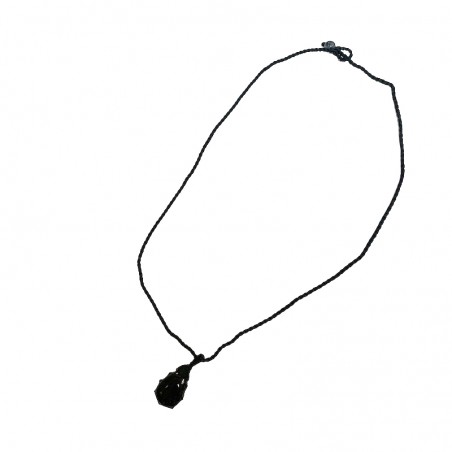 Black onyx stone necklace on a braided cotton thread.