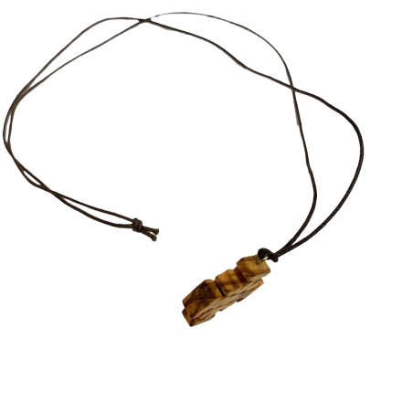 Croce di Gerusalemme in legno d'ulivo, vista laterale.