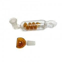 Spiralglaspfeife mit Kopf und Kühler.