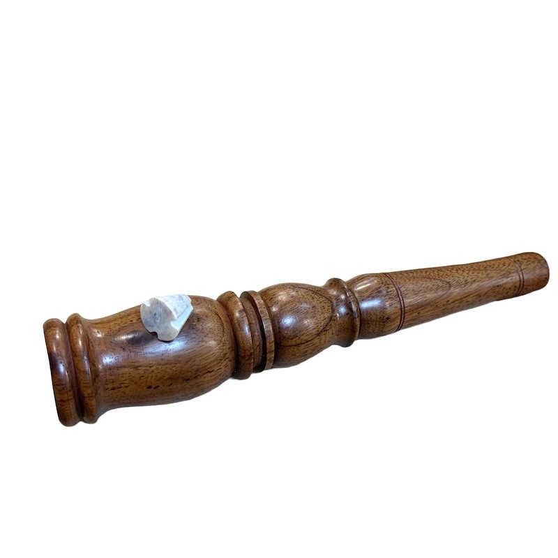 Shilom Indian wooden chillum with its stone.