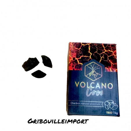 Boite de 1kg de charbon coco trio Volcano