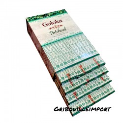 Lotto di 12 scatole di incenso ayurvedico Goloka patchouli.