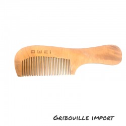 Ecological wooden comb with a handle.