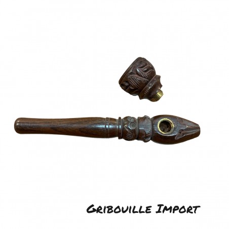 Handmade wooden pipe with removable hearth.