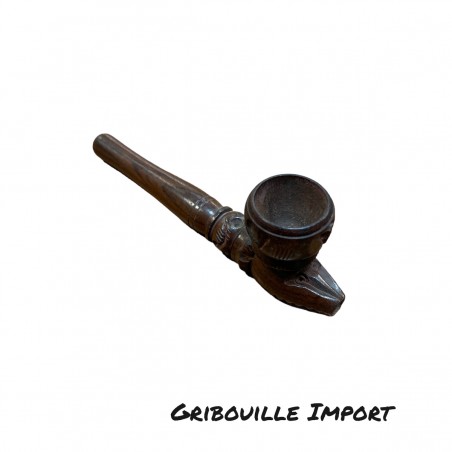Small handmade wooden pipe carved in India.