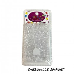 Perline trasparenti per capelli intrecciati.