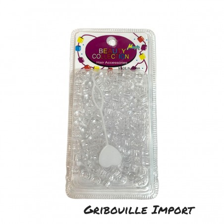 Perline trasparenti per capelli intrecciati.