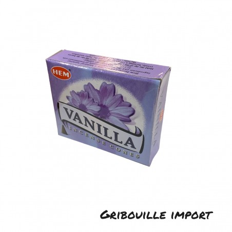 Schachtel mit Vanille-Räucherkegeln.