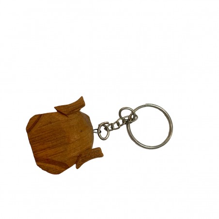 Holzfrosch-Schlüsselanhänger von unten.