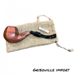 Pipa de tabaco de madera cruda con su caja.