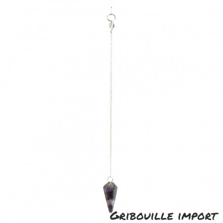 Faceted amethyst stone pendulum.