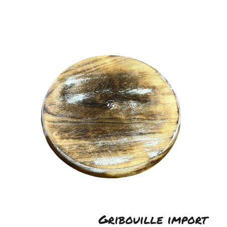 Unterseite des Holzhalters für Räucherkegel und -stäbchen.