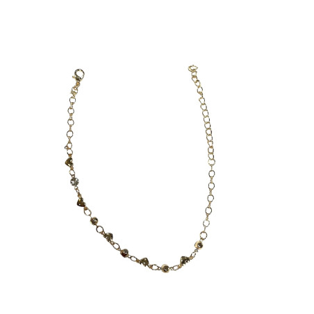 Foot Chain Bracelet Gold Hearts Rhinestones