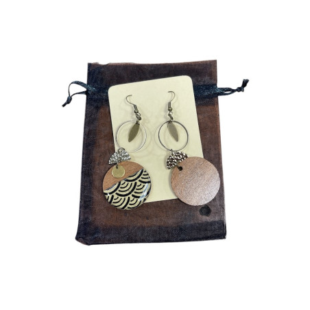 Orecchini artigianali in legno e washi