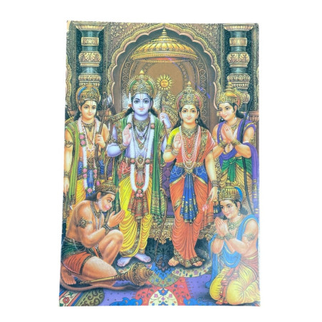 Indian postcards featuring Ram, Laxman, Sita, and Hanuman.