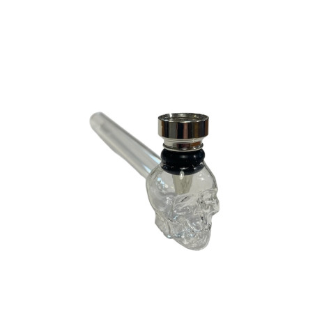 Pipe en verre tête de mort.