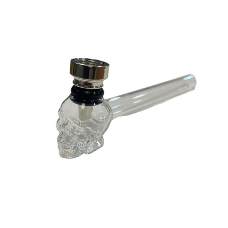 Glass Pipe with Skull and Grilles