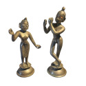 2 Radha-Krishna-Metallstatuen hinduistischer Gottheiten