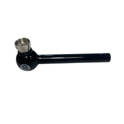 Pipa in vetro nero con sfera e griglia.