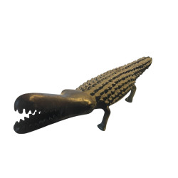 Afrikanisches Krokodil aus Bronze, Metall, 38 cm