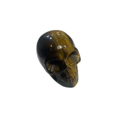 Carved Tiger's Eye Skull - Active Protection Stone.