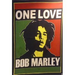 Tenture Batik Bob Marley One Love Reggae Drapeau Mural