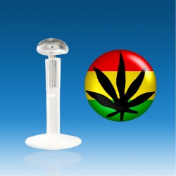 Labret Bio Plastic Silver 1.2 mm Sheet Cannabis Piercing Rasta Fast 48 H