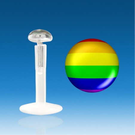 Labret Bio Plastic Plata 1.2 mm Arco Iris Universal Piercing Rápido 48 H