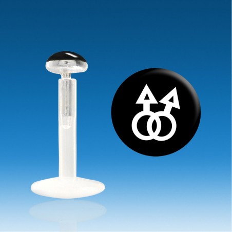 Labret Bio Plastic Plata 1.2 mm Homo Masculino Piercing Rápido 48 H