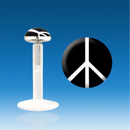 Labret Bio Plastic Argento 1,2 mm Pace Amore Amore Piercing Veloce 48 H