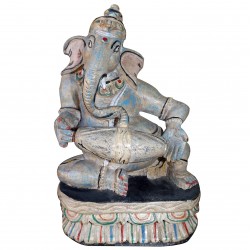 Statue Ganesh Wood Divinity India God Elephant Sculpture